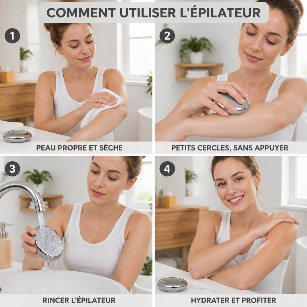 Mode d'emploi de l'épilateur Milova en 4 étapes